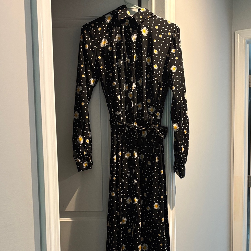 AX Paris Black Dress with Gold and White Pattern